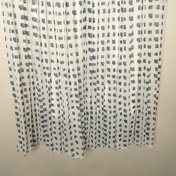 Uniqlo Pleated Midi Skirt Geometric White Blue Chiffon - Picture 3 of 8